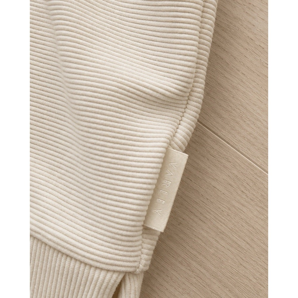 Varley Milano Half Zip Sweat Ivory Ottoman Rib Knit Pullover Women's L - Picture 6 of 11